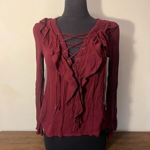 Taylor and Sage ruffle front long sleeve